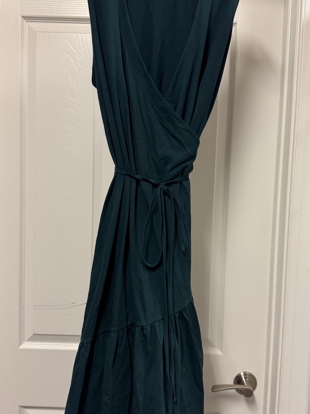 Universal Standard Dark Teal Wrap Maxi Dress with Tie Waist